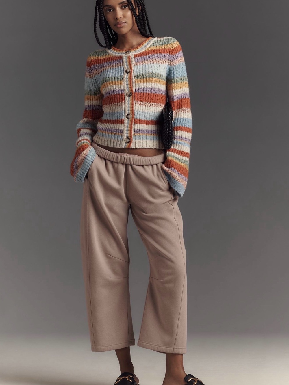 Pilcro Ribbed Multi Stripe Cardigan SZ M. NWT - Picture 3 of 12